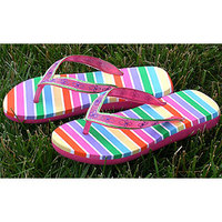 journeys rainbow flip flops
