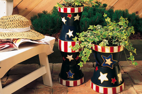 Painted Stars and Stripes Planter
