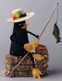 Fishing Crow Figurine