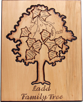 Woodburned Family Tree