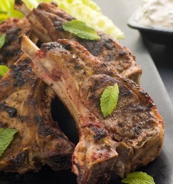 Chipotle Marinated Lamb Chops with Mint Cream