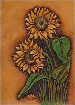 Leather Sunflower Notebook Cover