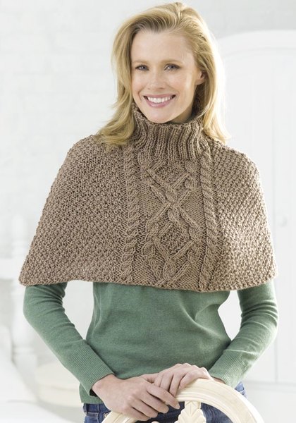 Cable Half-Poncho Knitting Pattern | FaveCrafts.com