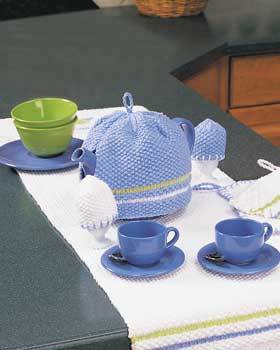 Stripe Teapot Cozy and Egg Cozies