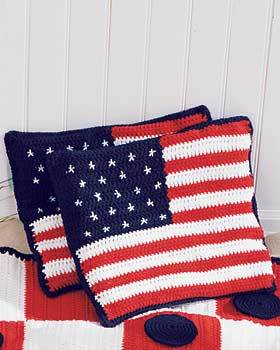 American Flag Crochet Cushions