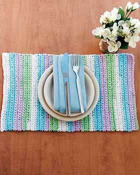Knit or Crochet Striped Place Mat