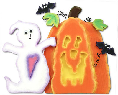Ghost and Jack O Lantern Plaque