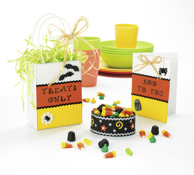 Candy Corn Halloween Invite and Favor Set