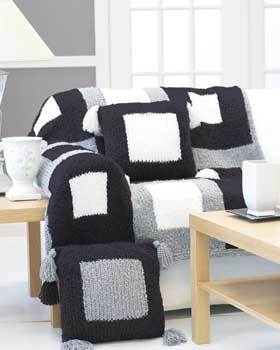 Black and White Afghan and Pillow Set