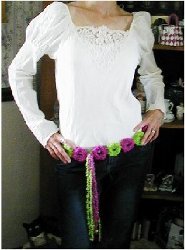 Pink and Green Boucle Circles Belt