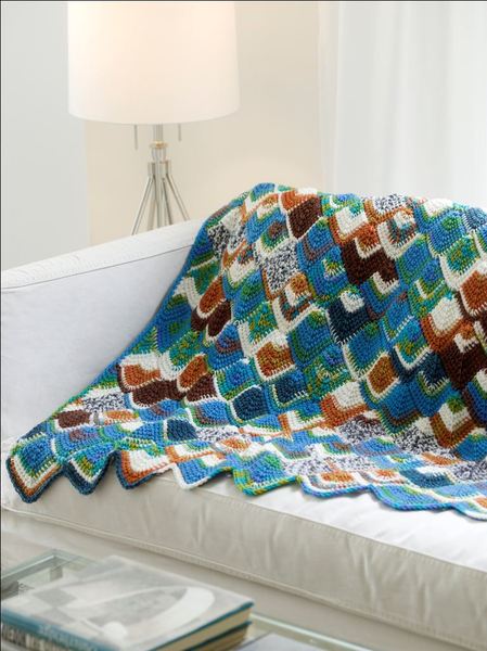 Brightly Colored Tunisian Throw
