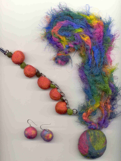 Wet Felted Ball Jewelry