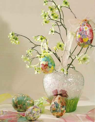 Floral Decoupaged Easter Eggs