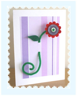 Felt and Button Flower Card or Bouquet