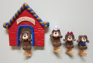 Dog House Clay Magnets