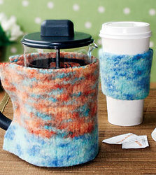 Felted Knit Coffee Cozies