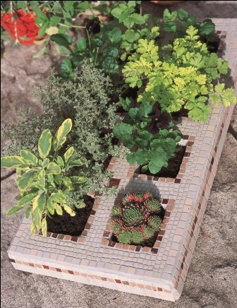 Recycled Concrete Mosaic Planter