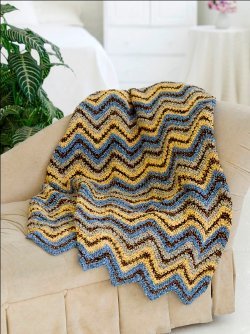 Blue and Yellow Ripple Afghan