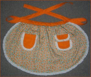 Retro Orange Flowered Apron