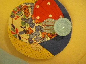 Scrap Fabric and Button Pin