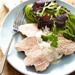 Turkey Breast with Yogurt Cilantro Sauce