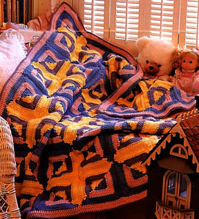 Reversible Log Cabin Crocheted Afghan