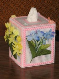 Framed Flowers Tissue Box Cover