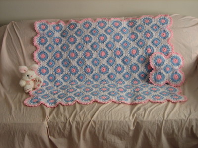 Lacy Crochet Afghan and Pillow Set