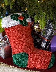 Crochet Holly Stocking