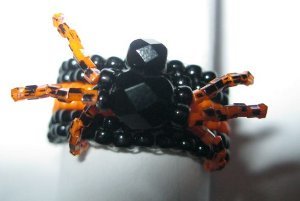Spooky Beaded Spider Ring