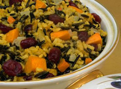 Spiced Wild Rice Pilaf with Butternut Squash and Dried Cranberries