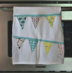 Scrappy Bunting Tea Towel