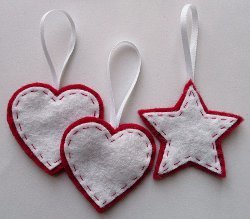 Stars & Hearts Felt Ornaments | AllFreeChristmasCrafts.com