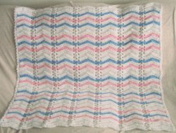 Pink and Blue Single Shell Ripple Afghan
