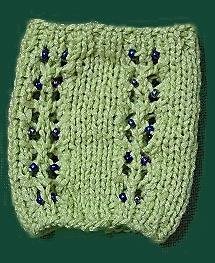Knit Lace Cuff with Beads