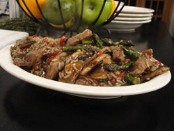 Beef, Asparagus and Portobello Stir Fry