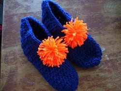 Orange and Blue Crochet Slippers