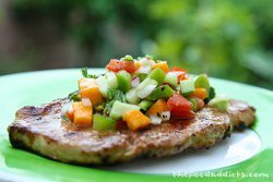 Grilled Pork Chops with Mango Cucumber Salsa