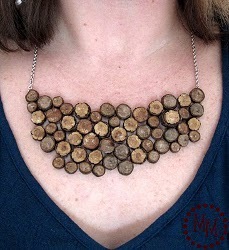 Natural Wood Statement Necklace