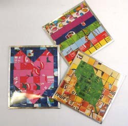 Mosaic Coasters from Cereal Boxes