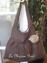 Burlap Purse With Shabby Rose