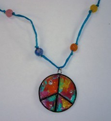 Recycled Pizza Peace Pendant