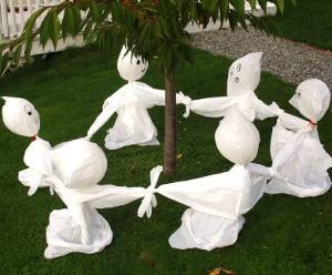 Garbage Bag Lawn Ghosts