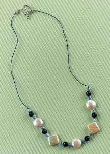 Geometric Gemstone and Pearl Knot Necklace