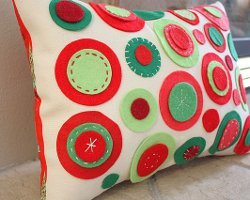 Felt Circles Applique Christmas Pillow