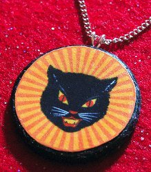 Scary Black Cat Pendant