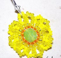 Seed Bead Sunflower Pendant