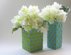 Weave Vases from Milk Cartons