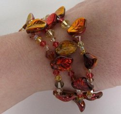 Glass Leaf Beaded Bracelet