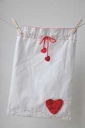 Crochet Heart Drawstring Bag